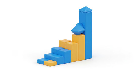 Fototapeta premium Abstract upward growth graph illustration, minimalist market success 3D render.