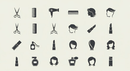 Fototapeta premium Collection of beauty and hair salon icons and symbols.