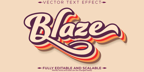 Blaze text retro vintage text effect, Editable text effect