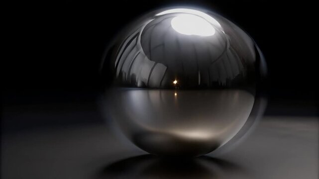 Shiny Chrome Sphere on Black Background &ndash; Seamless 4K Loop Video Animation