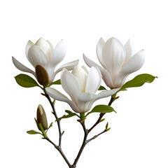 White magnolia branch with spring blooms