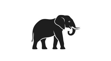 Obraz premium Black Silhouette of an African Elephant on White Background