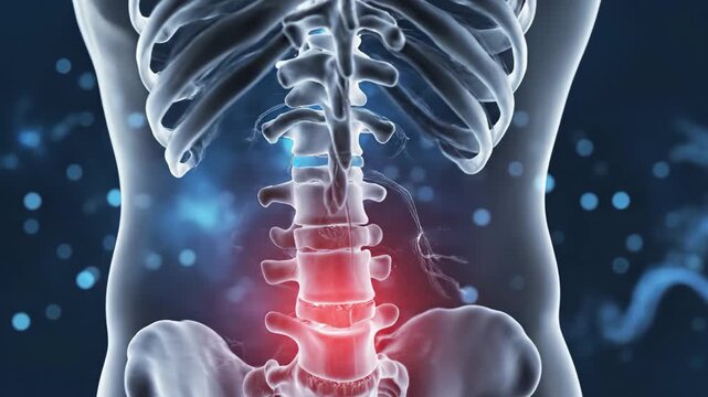 3d visualization of human lumbar spine with inflammation and pain focus