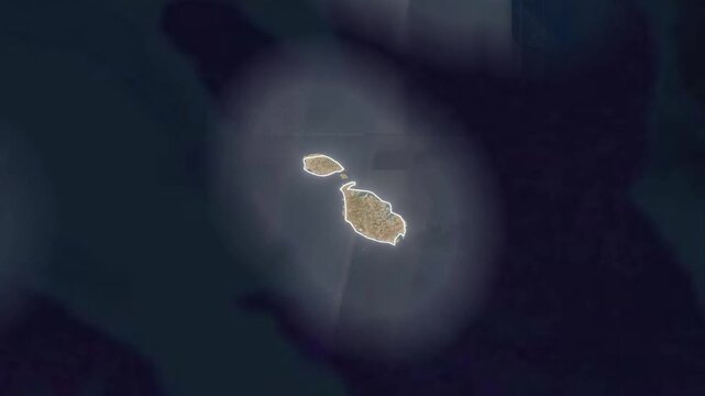 World Map to Country Zoom Animation with Glowing Border Outline Malta