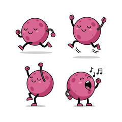Fototapeta premium Pink cartoon character dancing and singing with joyful expression