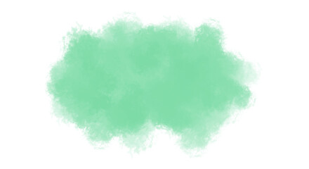 Soft mint green watercolor stain or brush stroke abstract shape isolated on transparent background