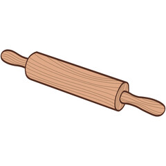 Wooden Rolling Pin Kitchen Tool Illustration