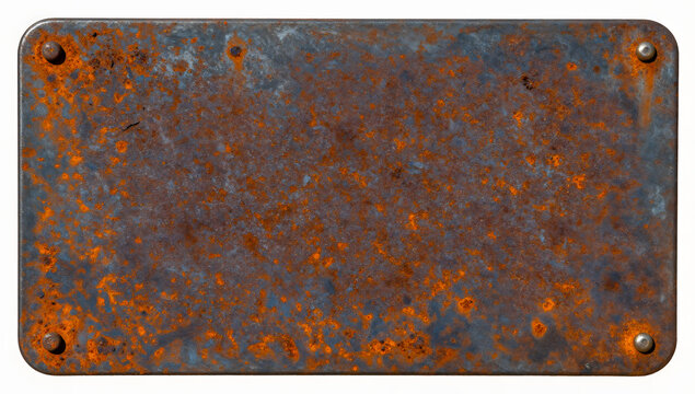 Rusty Metal Sign: A weathered and rusty metal sign showcases the effects of time and the elements, with visible rust on a textured background. 