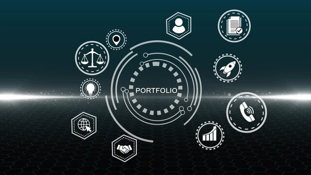 portfolio Return on investment financial growth concept. Business, Technology, Internet and network concept ,Abstract technology symbols
