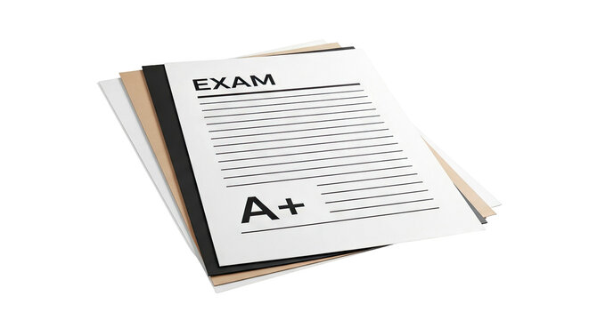 Exam paper with A+ grade and lined writing space