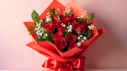 Beautiful Dozen Red Roses Floral Arrangement for Valentine's Day or Anniversary