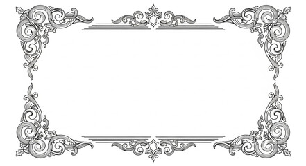 Fototapeta premium Ornate decorative border with floral elements and swirls.