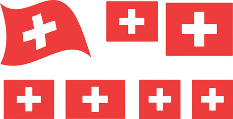 Obraz premium Multiple depictions of the swiss flag collection vector illustration