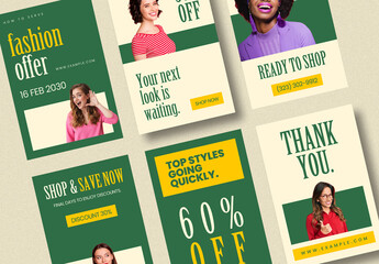 Elegant Green Fashion Sale Social Media Post Pack