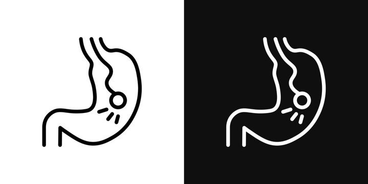 Endoscopy icons set in black and white thin line stroke