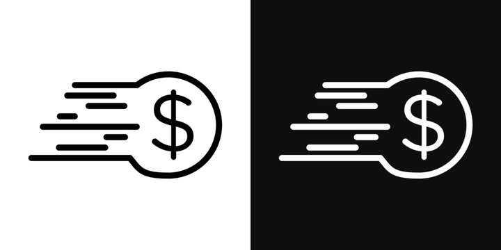 Fast pay icons set in black and white thin line stroke