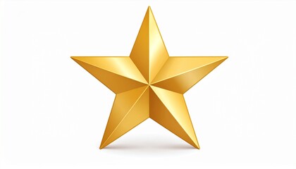 Obraz premium Golden Star Illustration - A Shiny, Three-Dimensional, Isolated Object on White Background.