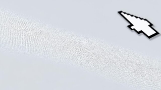 A white pixelated mouse cursor hovers over a textured light gray surface with a blurred white circle