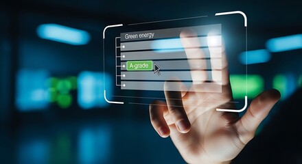 Digital Interface Showing Carbon Neutrality and A-Grade Green Energy Tier Rating