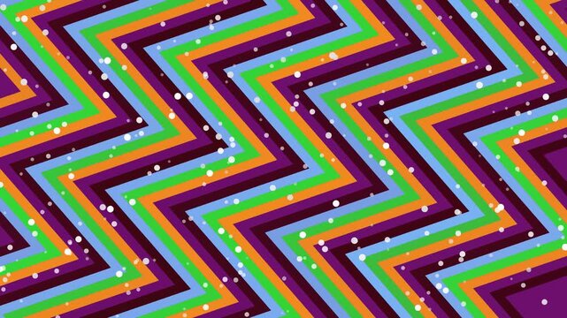 Vibrant zigzag lines and scattered dots create a dynamic and cheerful abstract pattern. Perfect for backgrounds, marketing materials, and adding a pla