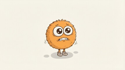 Sad Orange Cartoon Character Illustration.