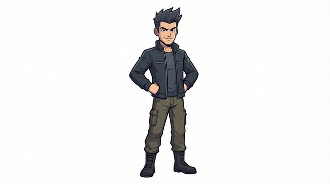 Cartoon Character Standing with Hands on Hips.