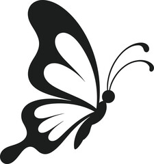 Black butterfly silhouette vector graphic with flowing wings and antennae insect © MdImran