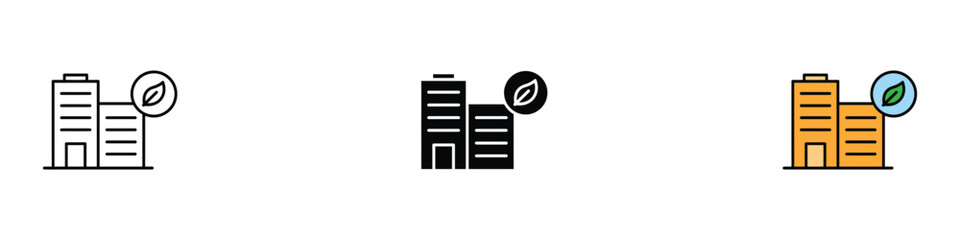 Eco-friendly sustainable city icon vector. Smart urban building, green real estate symbol for environmental conservation. Vector Illustration. © MdNurul