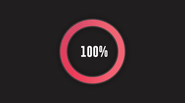 Loading indicator Progress bar 100%.Neon color, black background Percentage meter. UI, hundred percent User interface loading symbol. Download process. Circle icons set, loading circle download.	