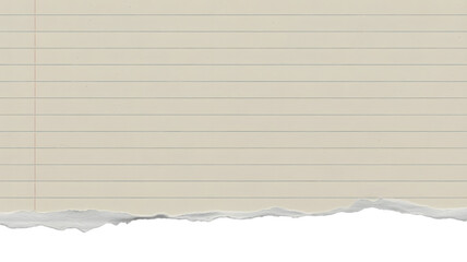 Naklejka premium Blank Lined Notebook Paper with Torn Edge Transparent PNG, Realistic Ripped Note Sheet Isolated Stationery Element