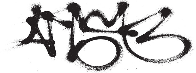 Abstract black graffiti tag on a white background urban art style. © plustration