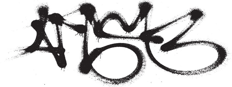 Abstract black graffiti tag on a white background urban art style.