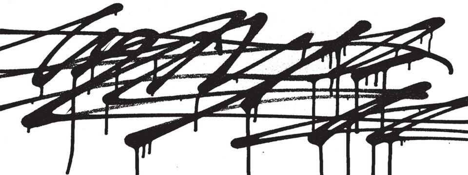 Abstract Black Graffiti Tag with Dripping Paint Effect.