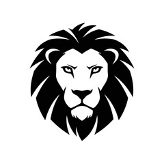 Black and white lion head illustration. © nuha
