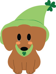 St. Patrick's Day Puppy in Green Leprechaun Hat