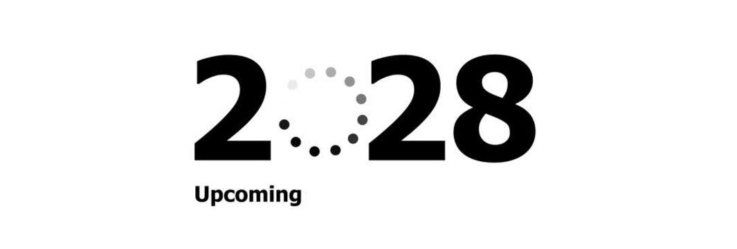 2028 New Year Loading Concept Animation with Analog Clock Face, Futuristic Countdown Time Progress on Black Background