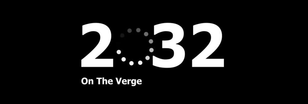 Conceptual loading bar showing the transition to the year 2032 and the future.