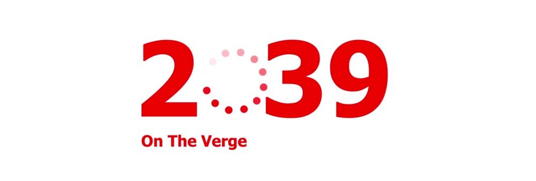 Conceptual loading bar showing the transition to the year 2039 and the future.
