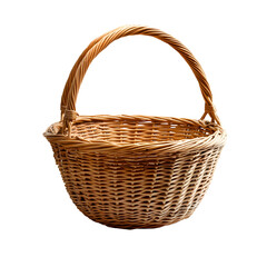 Obraz premium Woven wicker basket isolated on white background traditional handcrafted design