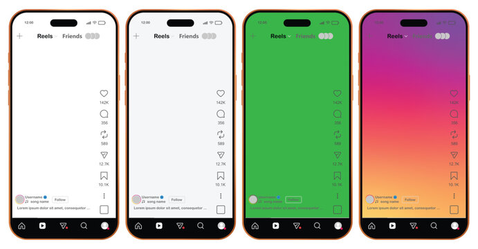 Instagram 2026 mockup. Instagram 2026 reels post story engagement elements. Instagram Reels Story mockup template frame with iPhone 17 pro Max mock up design.