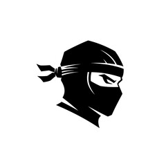 Black ninja head silhouette profile. © alvin