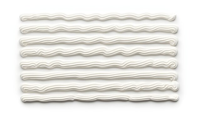 White silicone caulk sealant lines in a wavy pattern, isolated on a clean white background, top view