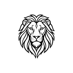 Fototapeta premium Majestic lion head outline illustration for premium branding.