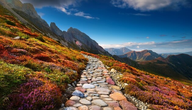 Walking Path Trough The Mountains Made From Colorful Rocks