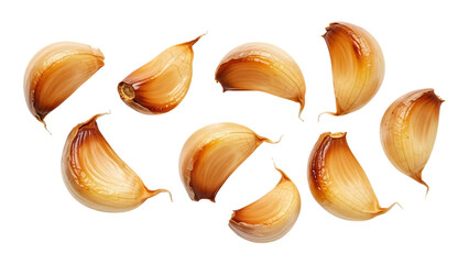 Garlic Cloves of Garlic Isolated on Black Background