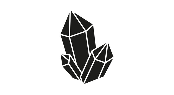 Black crystal cluster geometric shape.