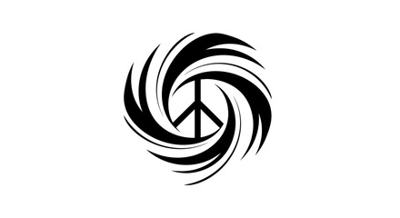 Fototapeta premium Black peace sign swirl design symbol.