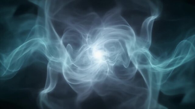 Futuristic glowing smoke pulses outward low energy plasma bursts smooth haze trails seamless surreal ambience cascading softly abstract unique style ultra realistic loop