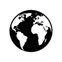 Fototapeta premium Black and white earth globe symbol.