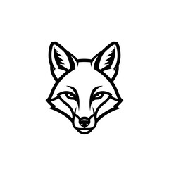 Obraz premium Black and white fox head illustration.